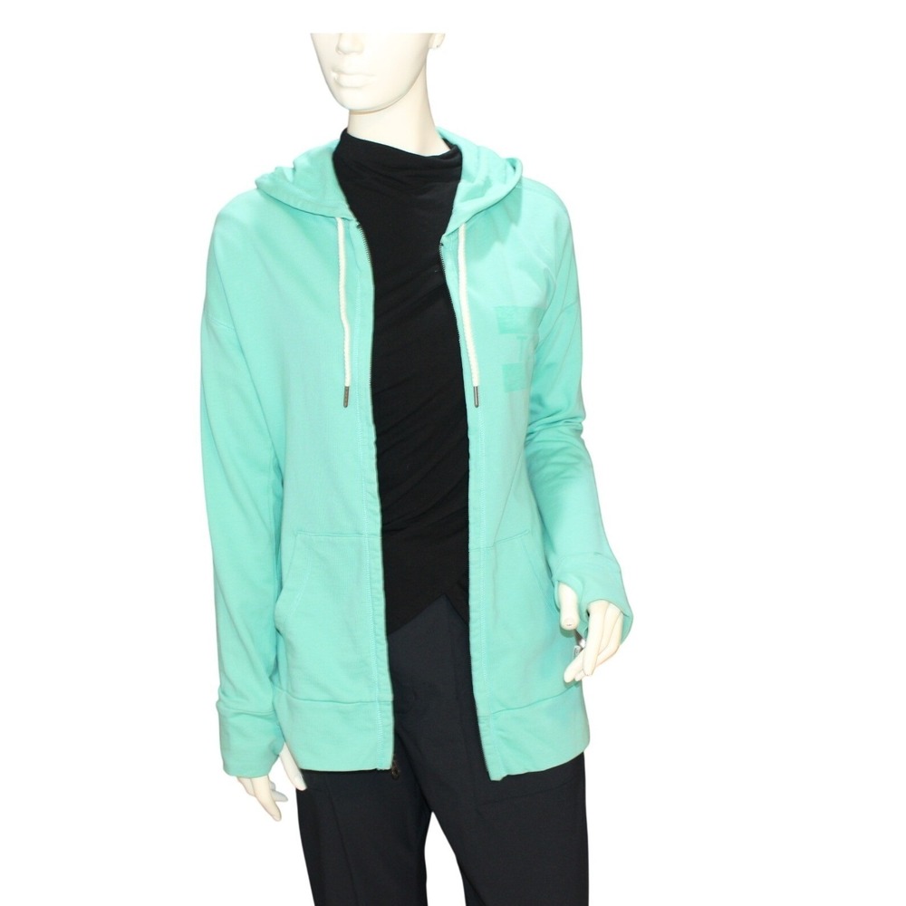 TOMS Women's Small Mint Green Full-Zip Hoodie – Lightweight Cotton Zip-Up